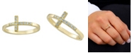 Giani Bernini Cubic Zirconia Sideways Cross Ring in Gold Over Sterling Silver